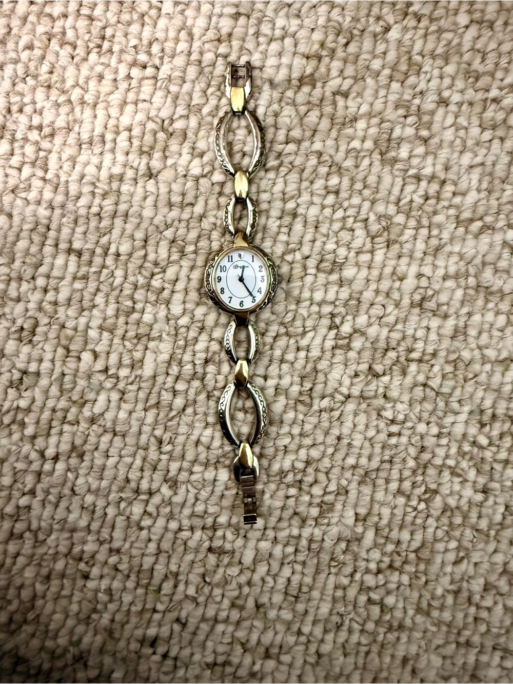 Brighton Two-Tone Linked Bracelet Watch with White Dial